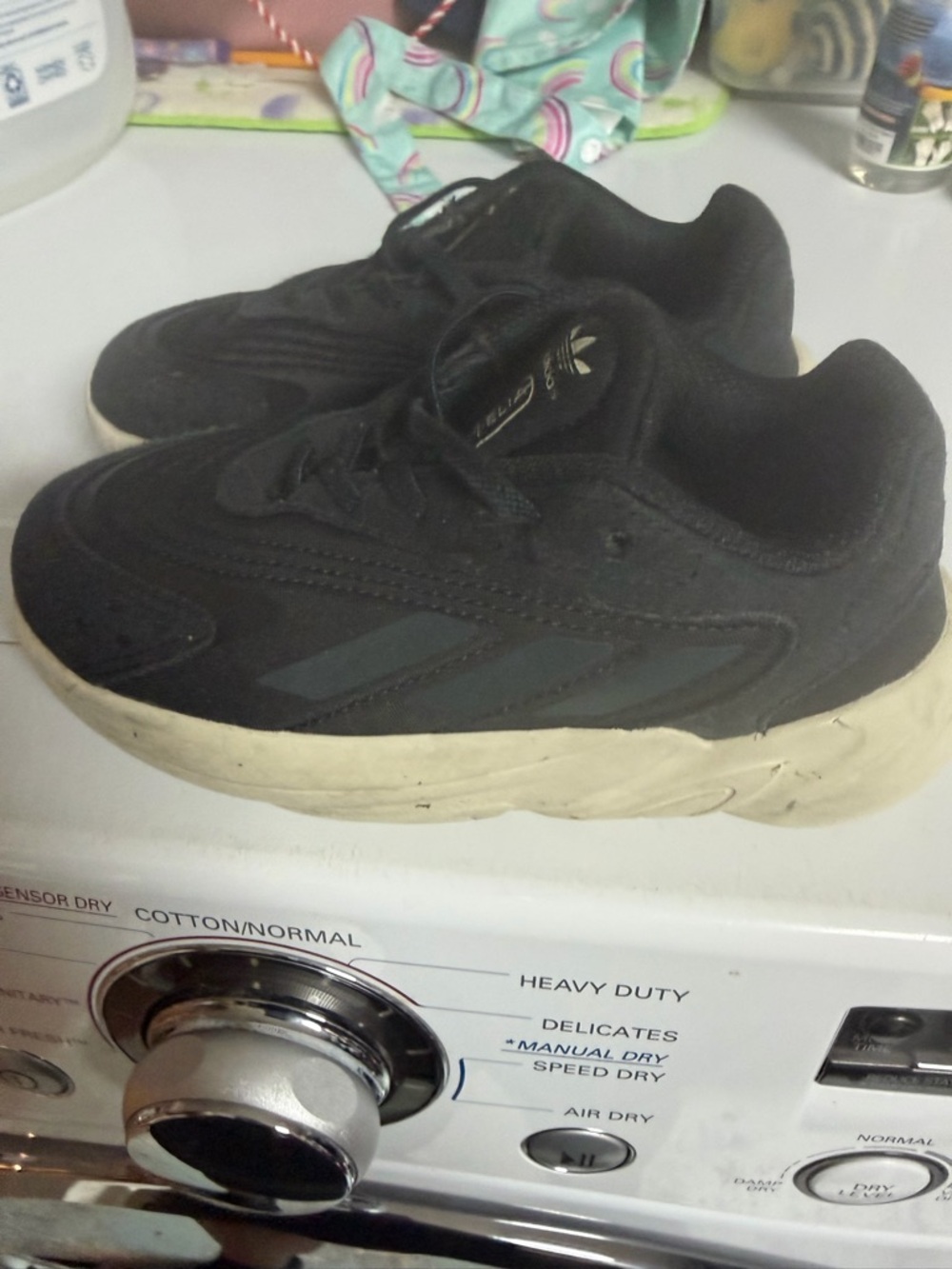 adidas Ofelia  Kids Black Sneakers with White Sole